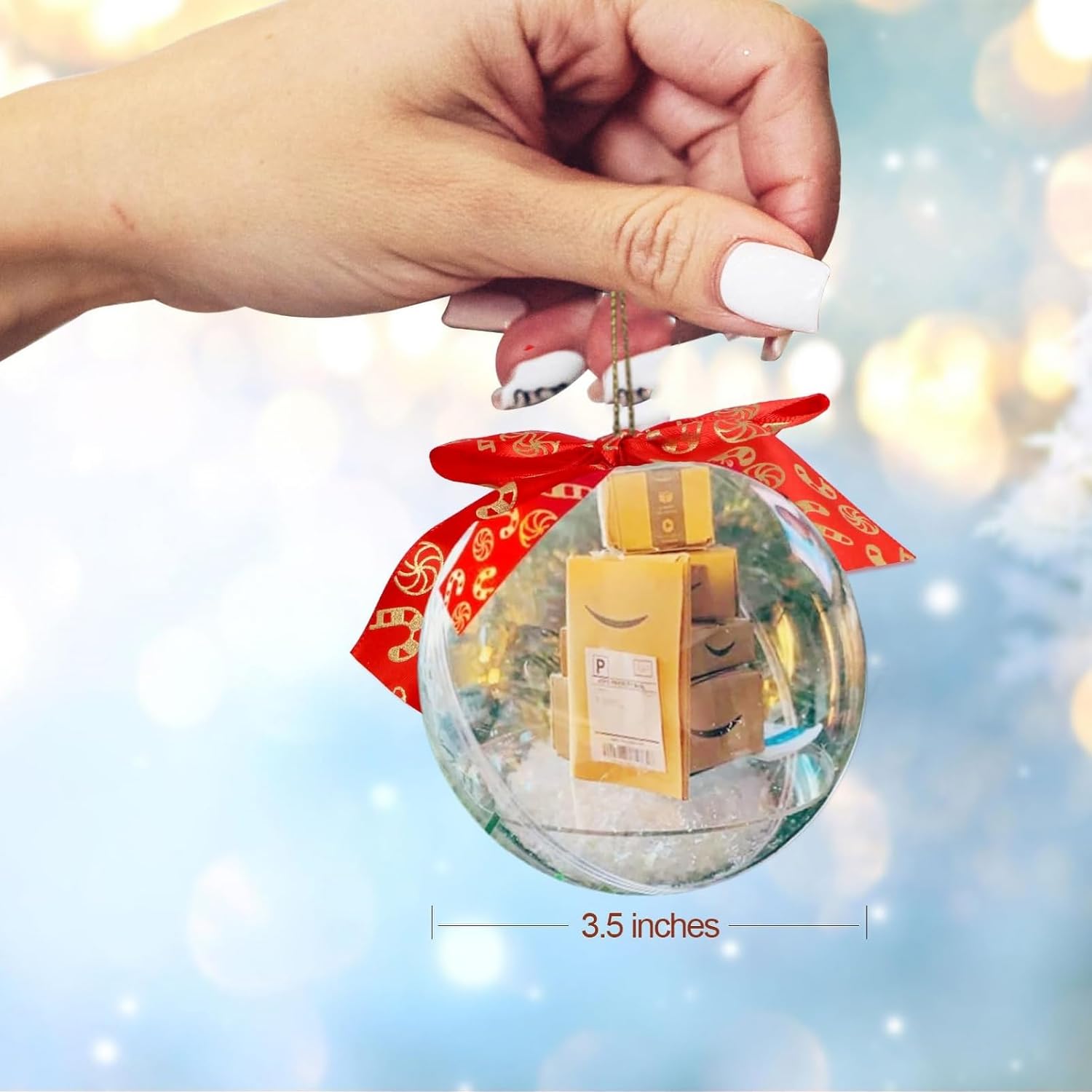 2024, mini paquetes de adornos de Navidad, bolas de Navidad transparentes, decoraciones para árbol de Navidad, divertidos adornos de Navidad (mini
