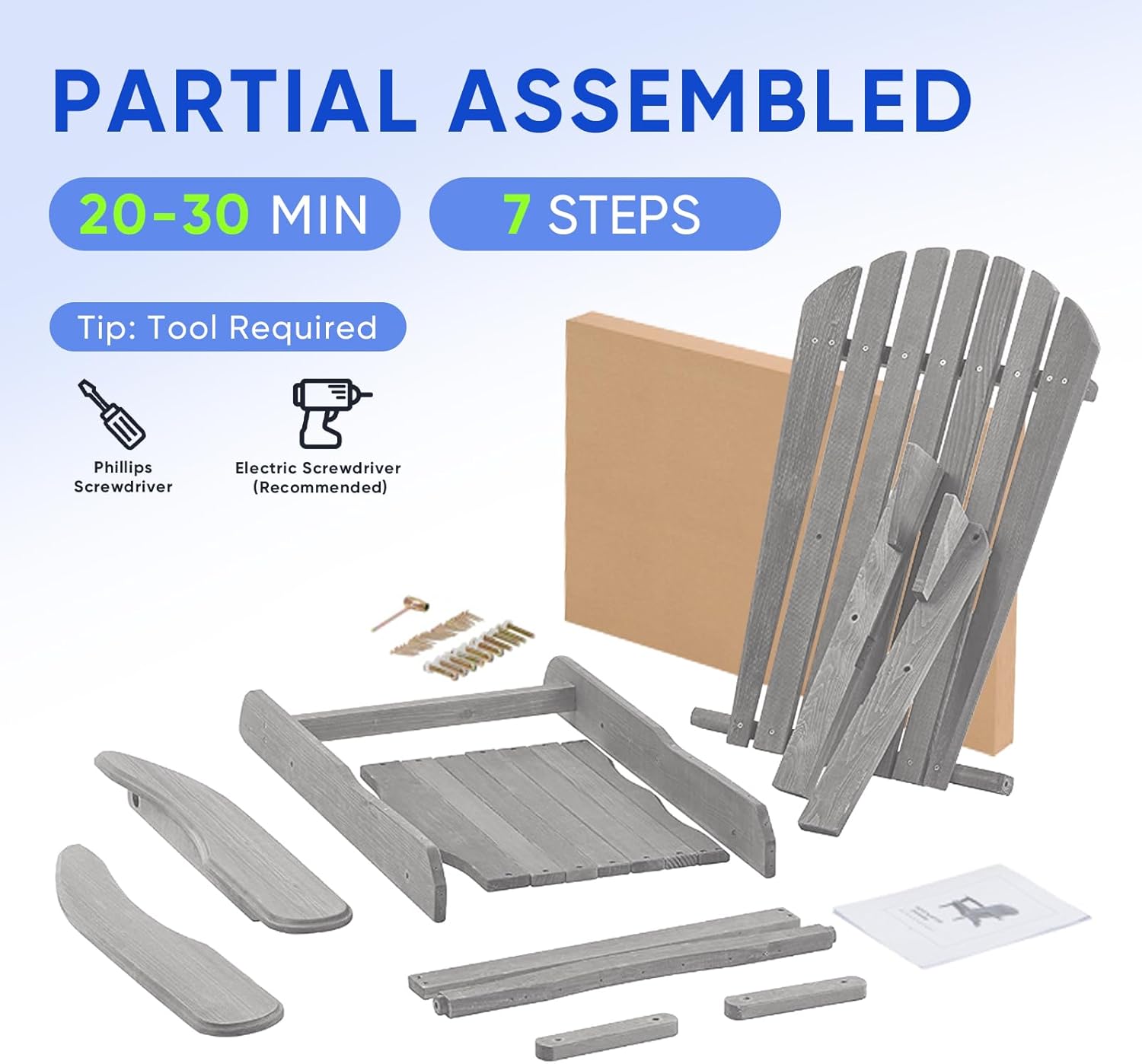 Smart FENDEE Juego de 2 sillas plegables Adirondack de madera de cedro para todo tipo de clima, muebles de ocio al aire libre para relajarse,