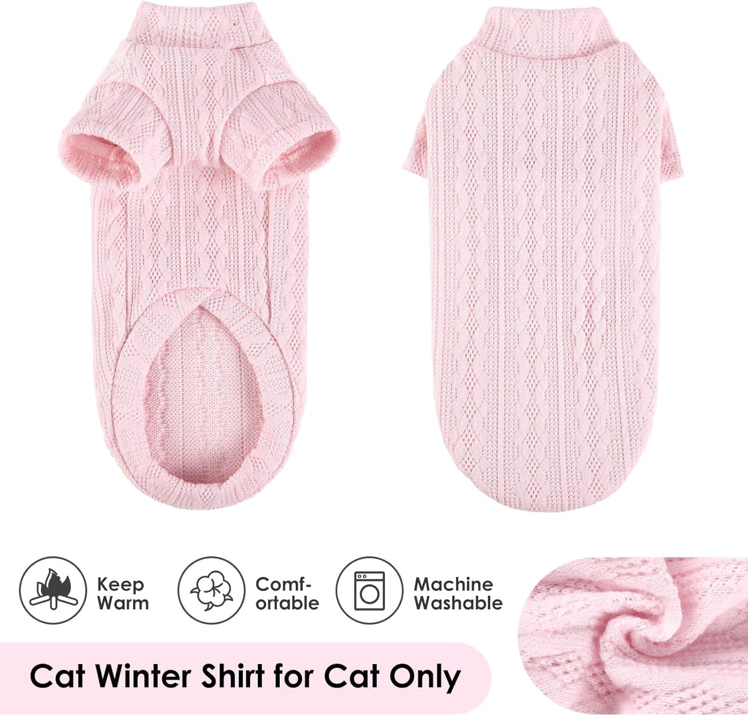 SUNFURA Suéteres de gato solo para gatos, suéter de cuello alto con mangas, camisa de gatos sin pelo Sphynx, ropa transpirable para gatitos, pijama