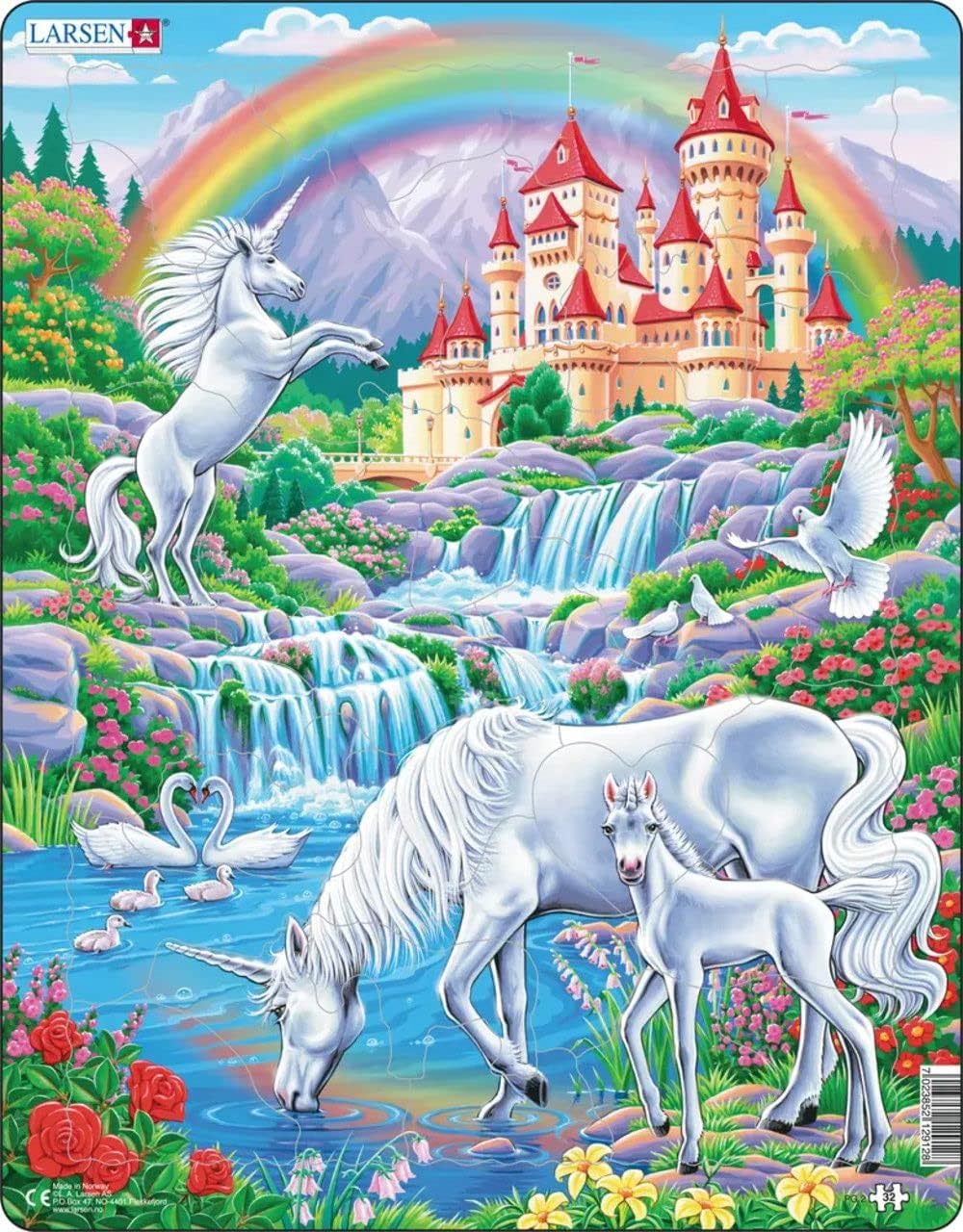Larsen Puzzles Unicornios Rompecabezas de 32 piezas para niños