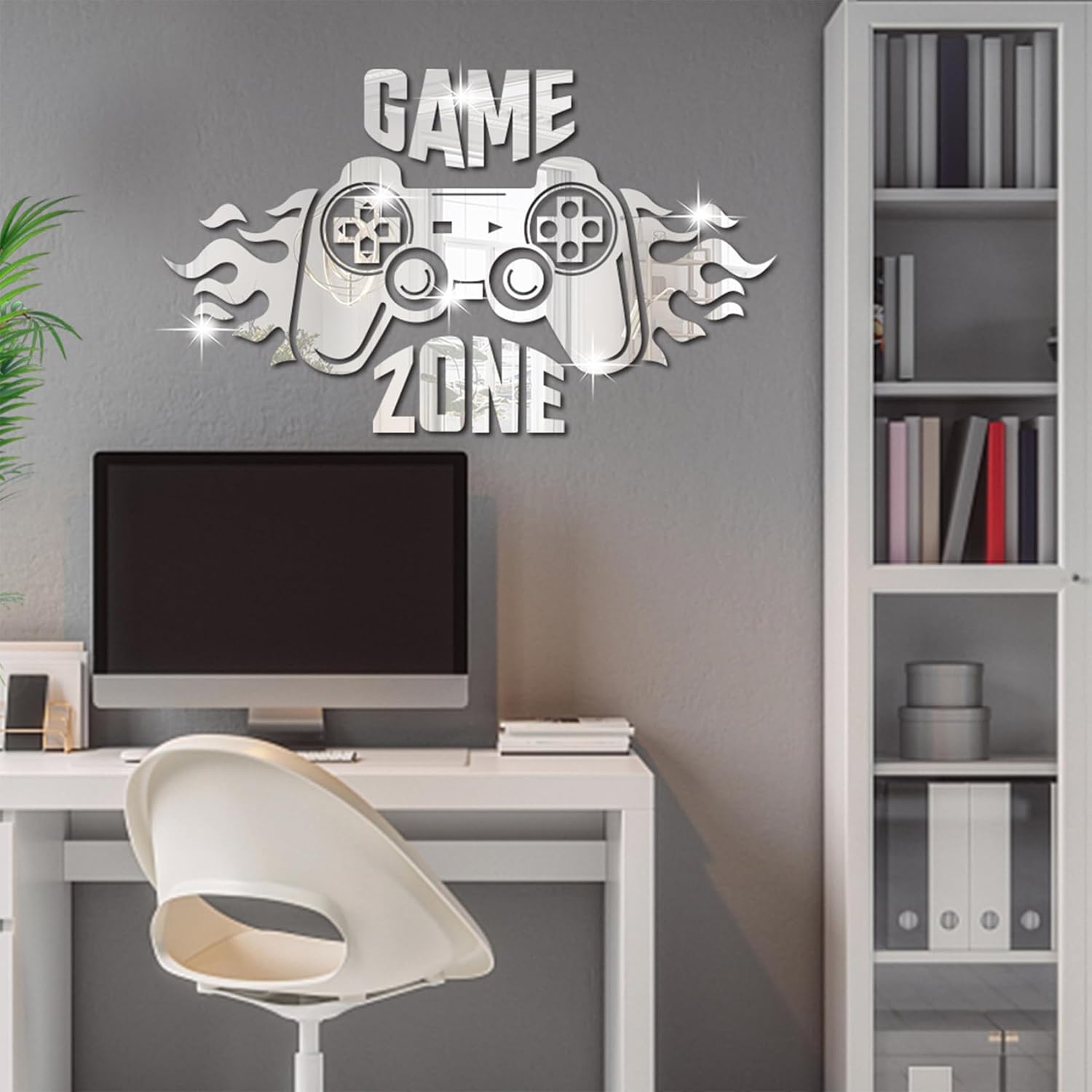 Calcomanías de pared de espejo de juego, letrero de zona de juegos, decoración de habitación de jugadores, decoración de sala de jugadores,