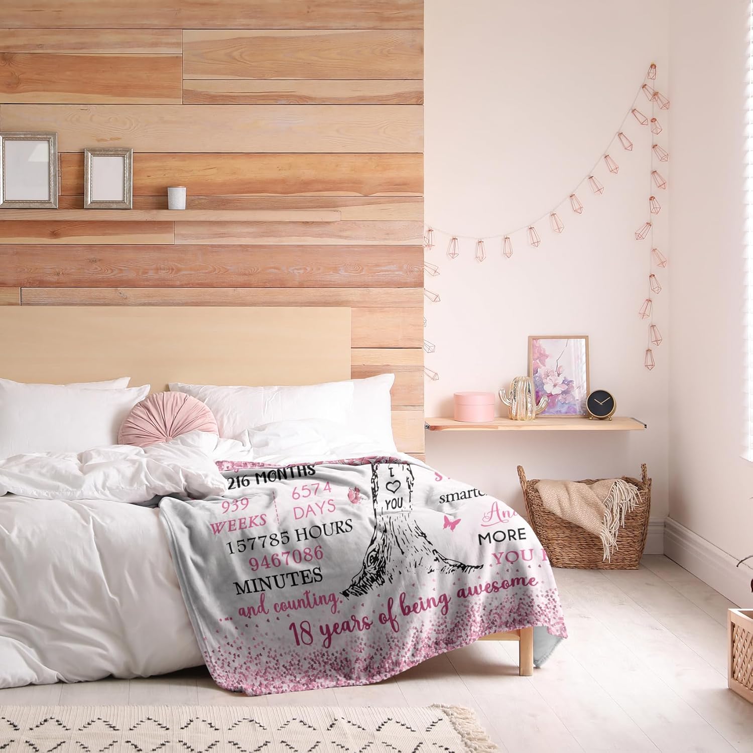 Regalos de cumpleaños número 18 para niñas, decoraciones de cumpleaños número 18, manta de cumpleaños 18 de 50 x 60 pulgadas, regalos de cumpleaños