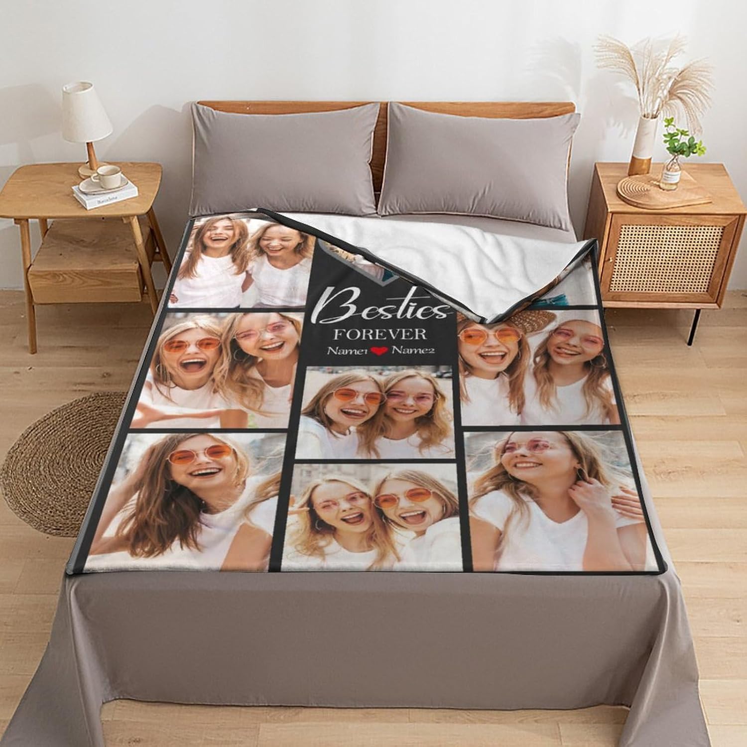 D-Story Manta de fotos personalizada, regalos para amigos, regalos de cumpleaños personalizados para mejores amigas para mujeres, mantas de fotos