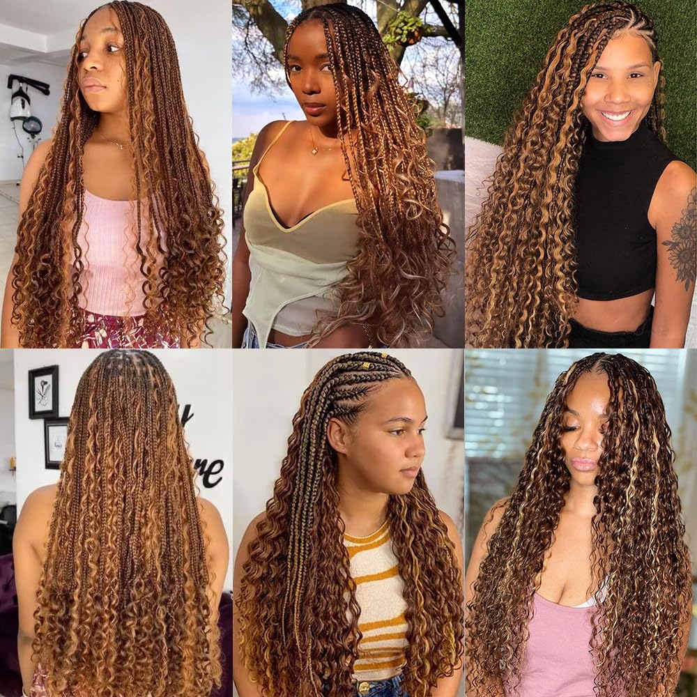 Goulus Extensiones de cabello humano virgen brasileño 100% sin procesar para trenzar #T4P427, dos paquetes de cabello humano virgen brasileño sin