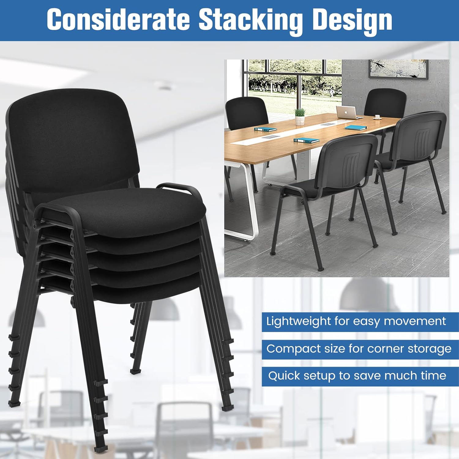 Giantex Set de 5 sillas de conferencia Elegant Design Office Set de espera para huéspedes