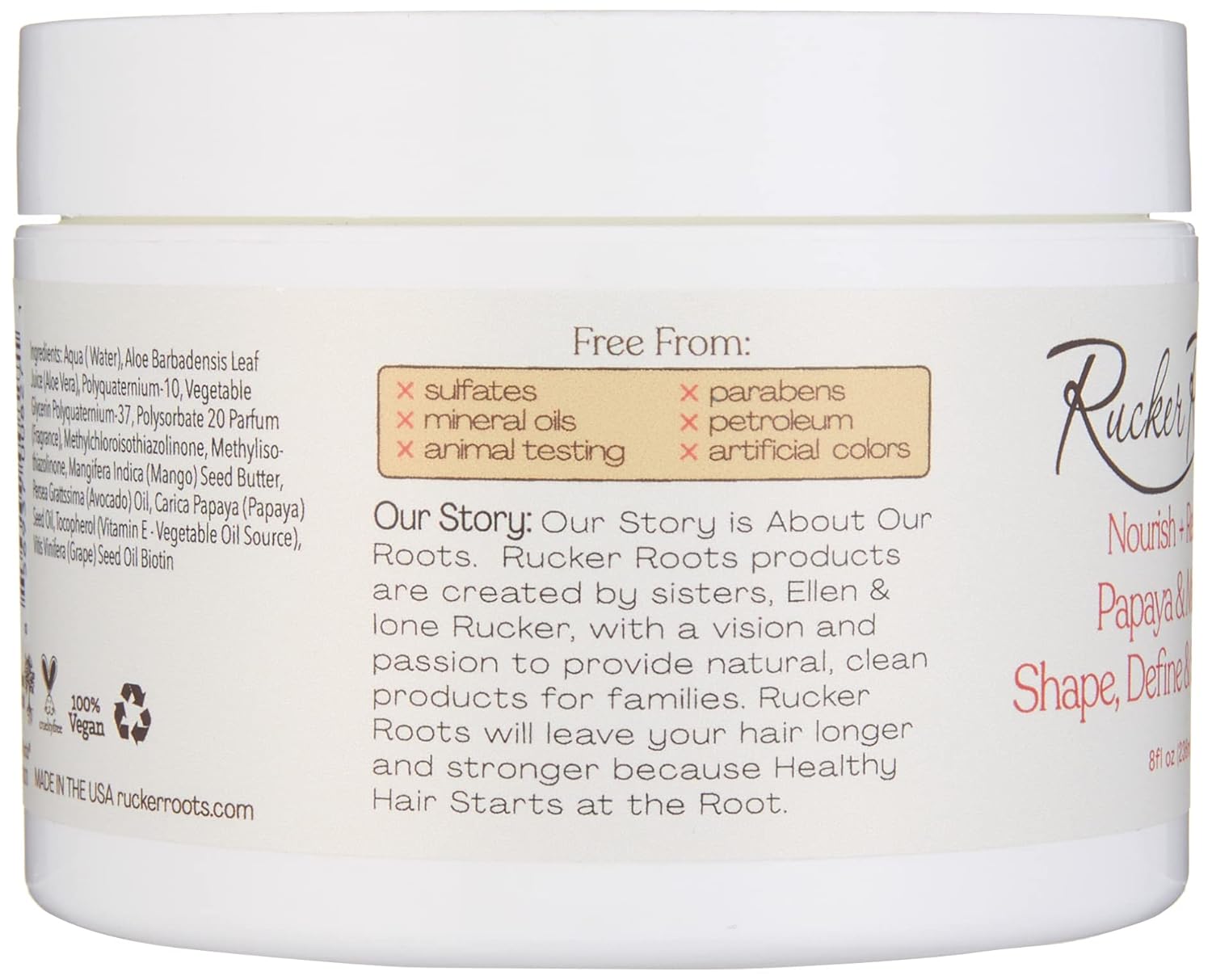 Rucker Roots Nutre y restaura la forma de papaya y mango, define y esculpe el gel