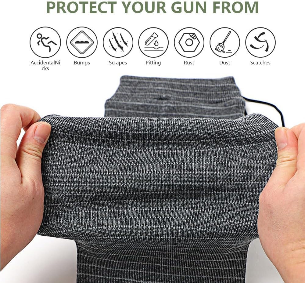 Thick Gun Socks, Elastic Stretch Gun Sock for Guns with Scopes, Wide Gun Sock Covers for Shotguns, Rifles, Shotguns, 52″x4″ Silicone Treated and