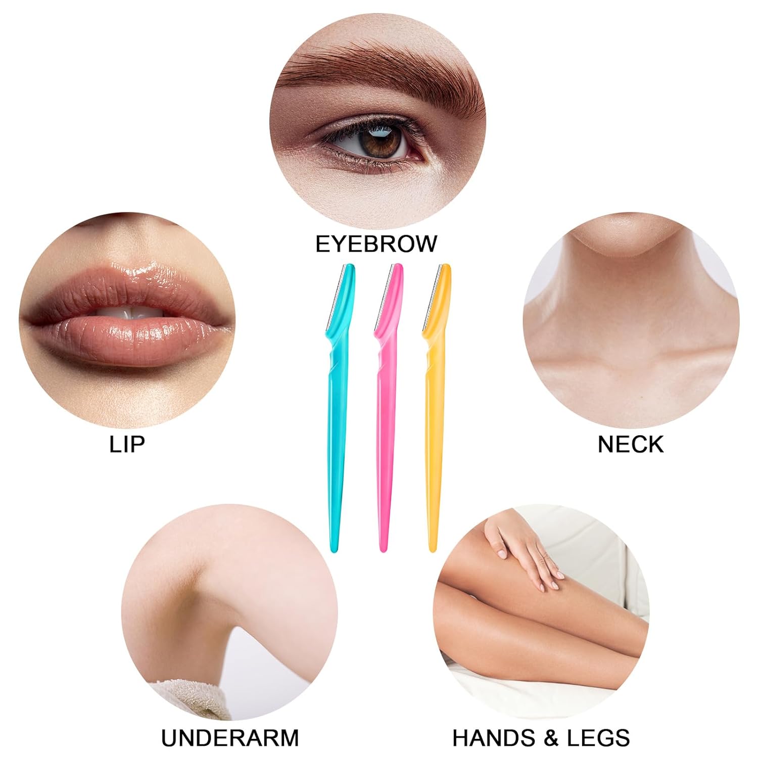 21 piezas de maquinilla de afeitar de cejas, herramienta de dermaplaning exfoliante multiusos para cara, facial y moldeador de cejas con cubierta de