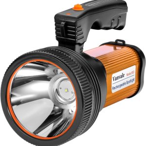 Vanvale Linterna táctica LED recargable de mano con foco de manija, 6000 lúmenes, linterna súper brillante de alta potencia con salida USB (dorado) Vanvale Linterna táctica LED recargable de mano con foco de manija, 6000 lúmenes, linterna súper brillante de alta potencia con salida USB (dorado)