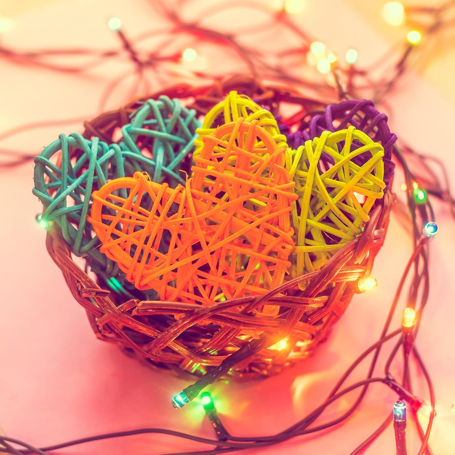 MECCANIXITY 20 piezas de jarrón de ratán en forma de corazón, relleno de ratán natural para decoración del día de San Valentín, boda, decoración del