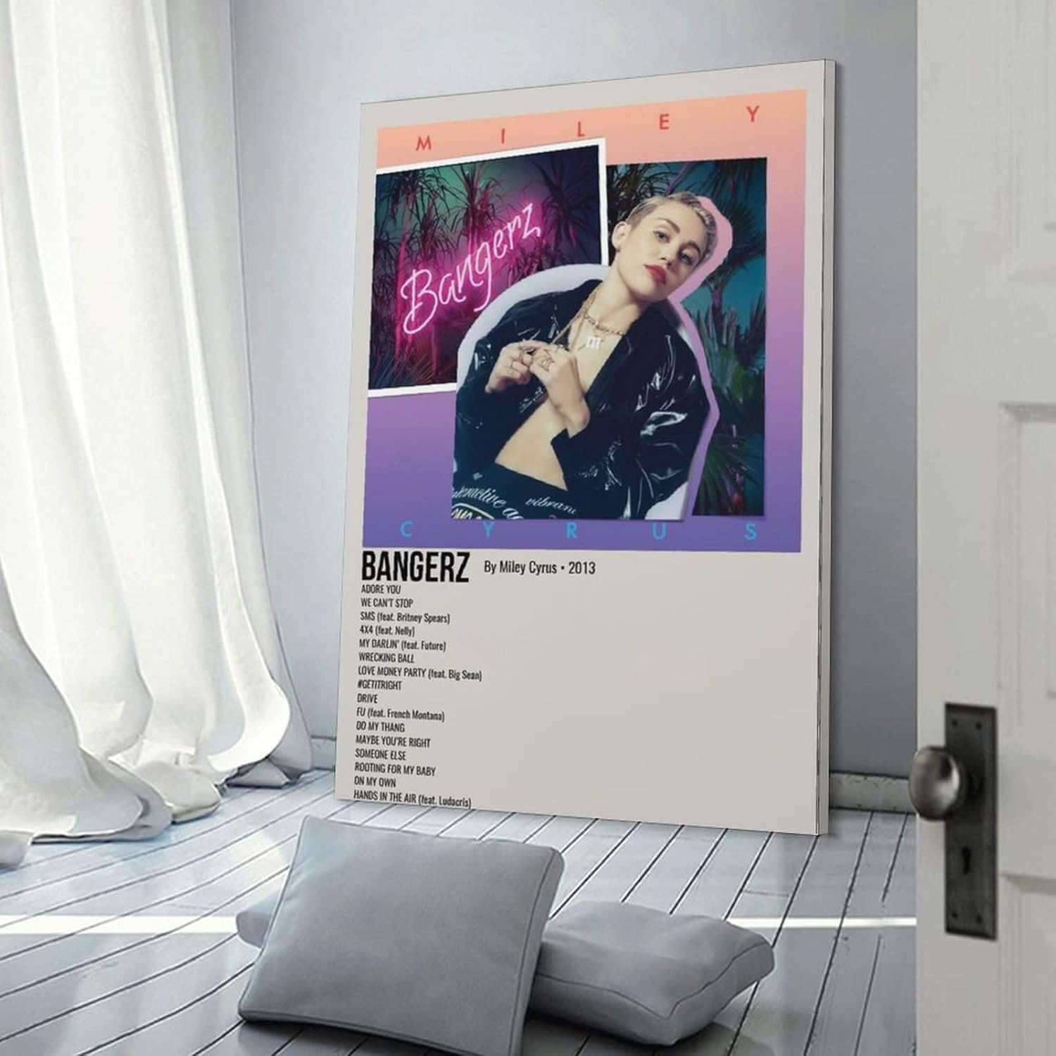 Miley Cyrus BANGERZ 2013 – Póster de lienzo para decoración de dormitorio, paisaje, oficina, marco de regalo de cumpleaños de San Valentín, estilo
