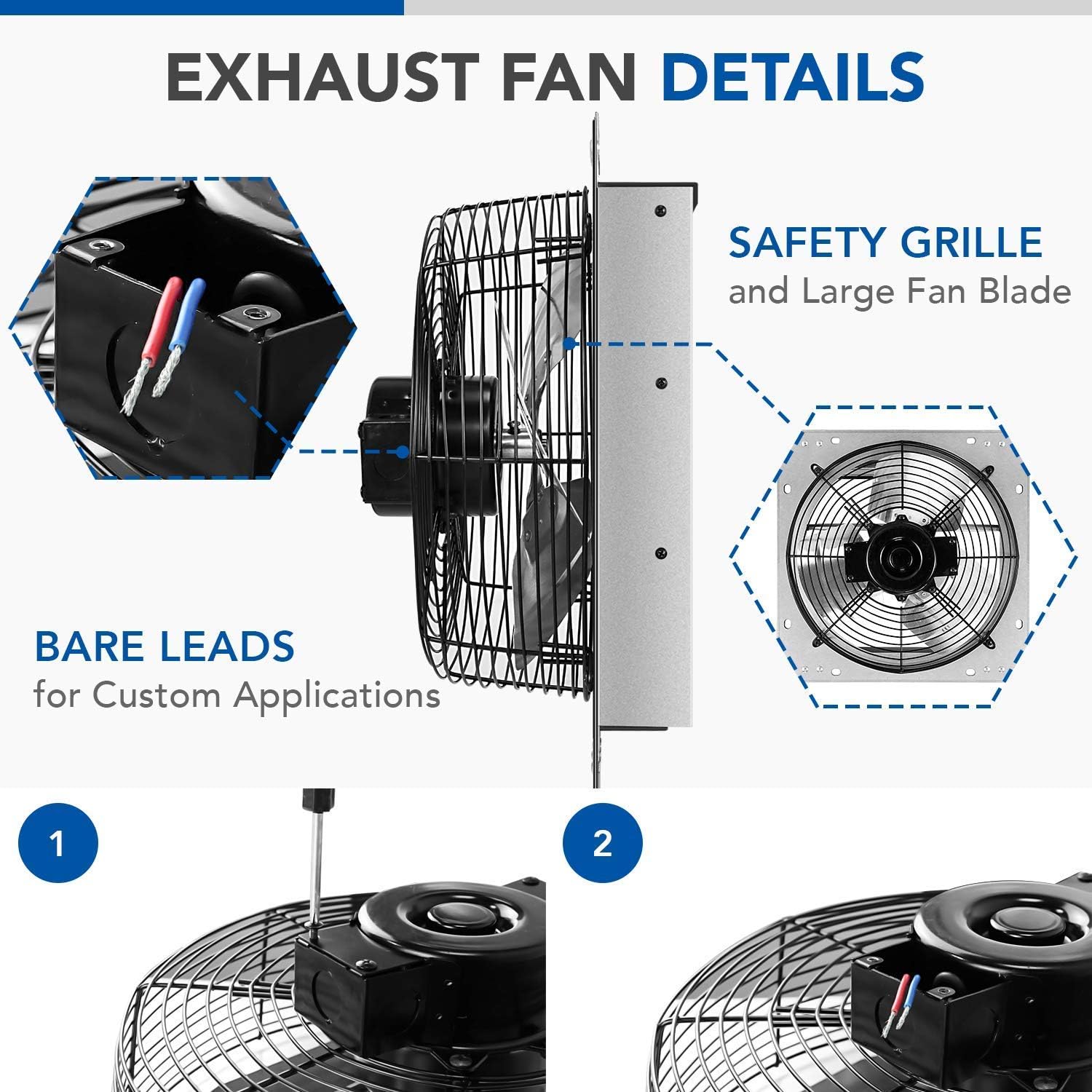 Simple Deluxe Extractor de 12 pulgadas, funcionamiento silencioso y construcción duradera, ideal para el hogar, oficina, garaje y cobertizo