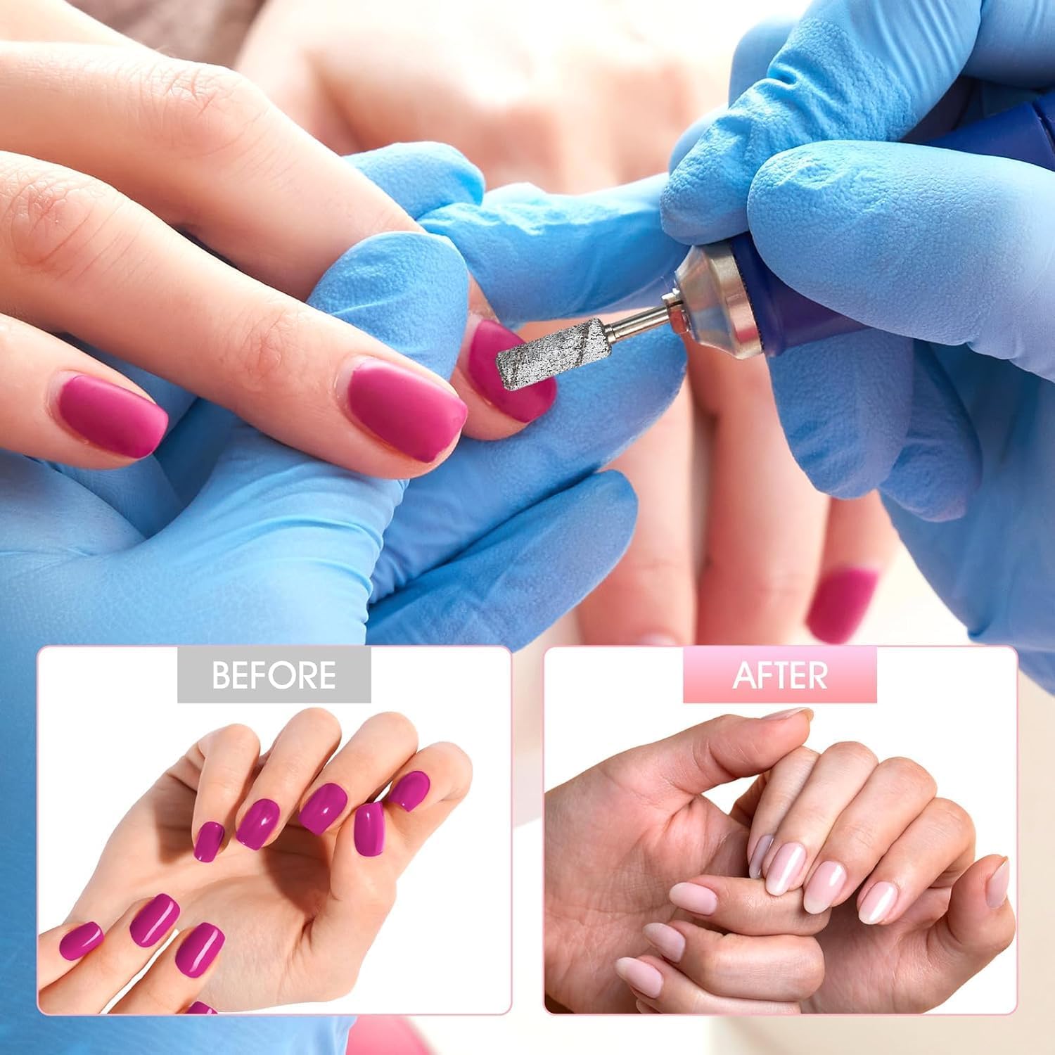 1 mandril de bandas de lijado de uñas plateadas de 0.122 in, soporte de mandril para taladro de uñas, limas de uñas y amortiguadores para manicura,