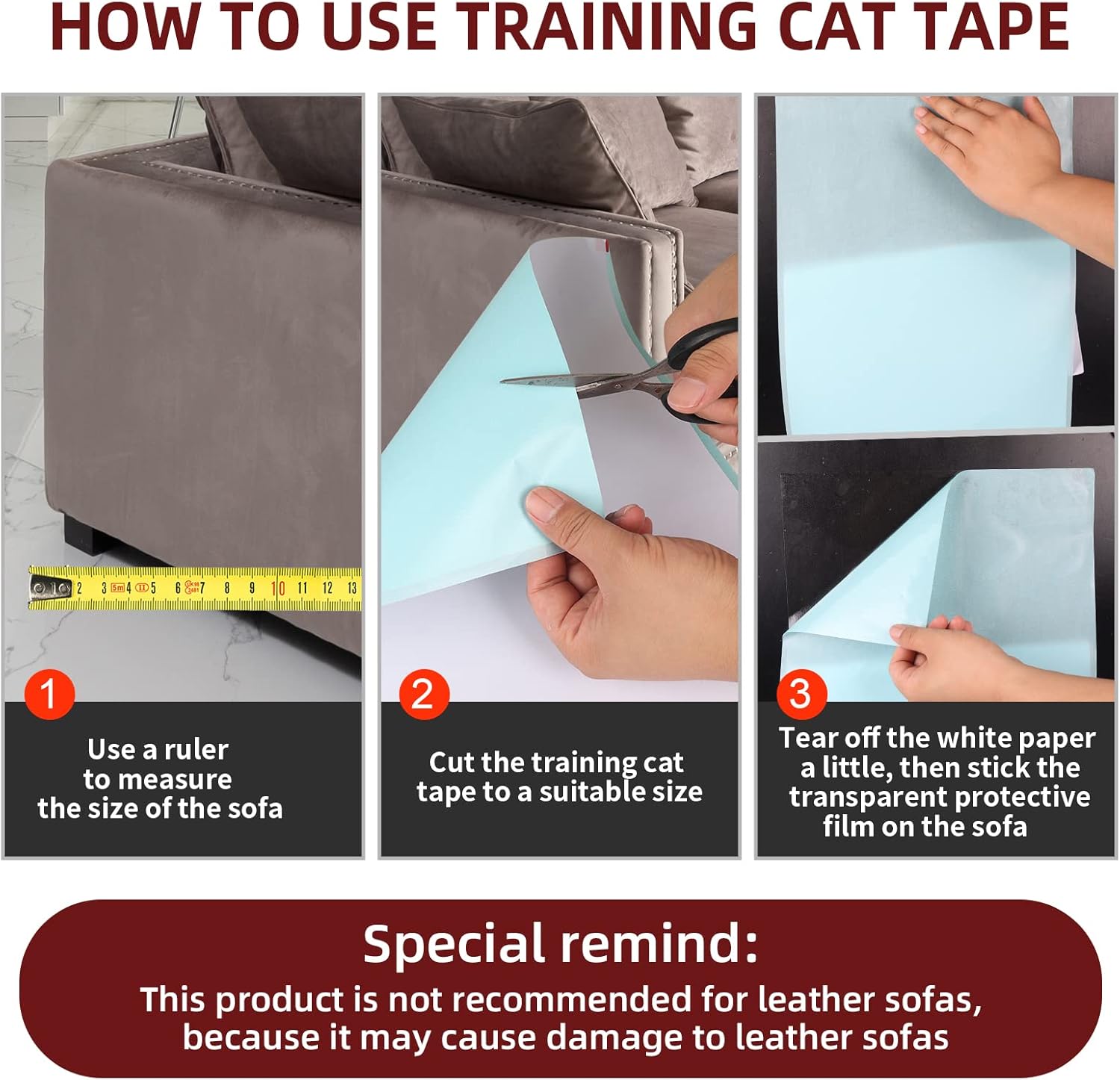 Cinta disuasoria para gatos  Cinta adhesiva antiarañazos de doble cara para muebles de gatos  Cinta de entrenamiento para gatos  Protector de sofá