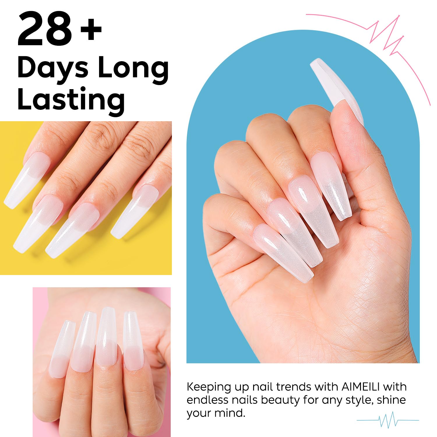 AIMEILI Gel base de goma para uñas, esmalte de uñas de gel transparente UV LED sin hema, 4 en 1 para fortalecer, mejorar, capa base, esmalte de gel