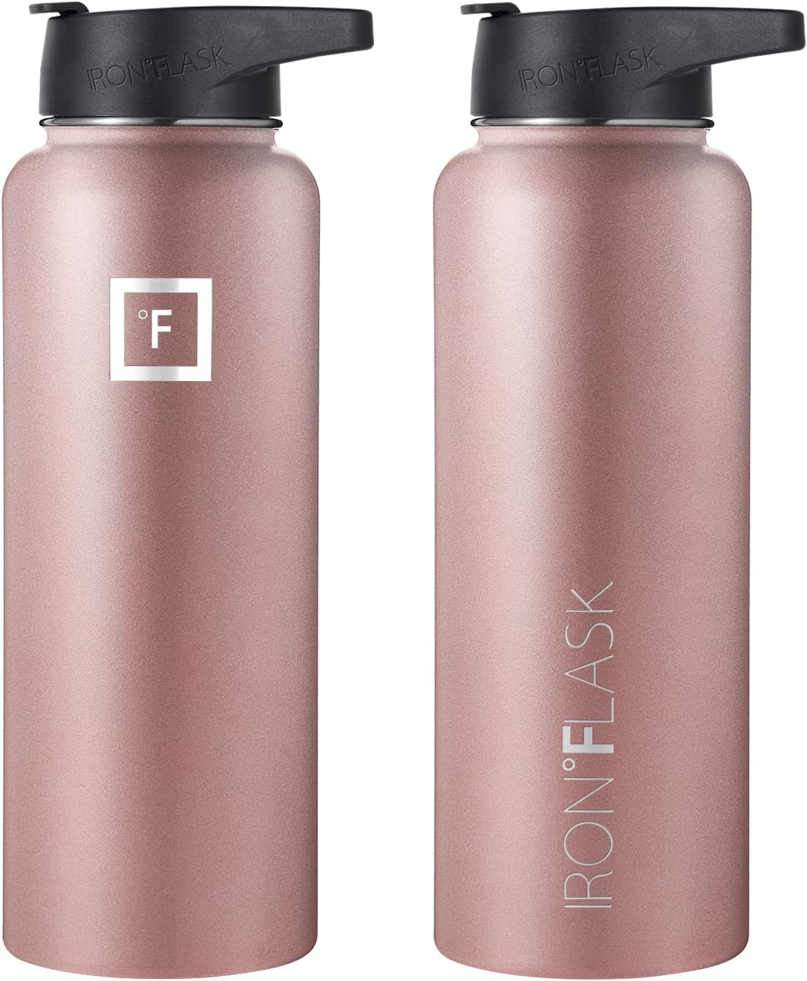 IRON FLASK Botella de agua deportiva de 40 onzas, 3 tapas (tapa con popote), a prueba de fugas, acero inoxidable, para gimnasio y deportes, para