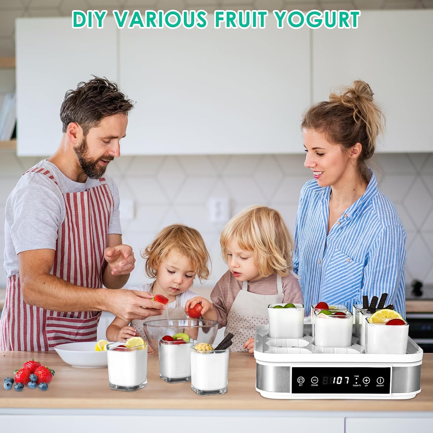 LIFERUN Yogurt Maker Machine, Greek Yogurt Maker with Temperature Control & Time Control, Automatic Digital Yogurt Machine is Easy to Use, Glass