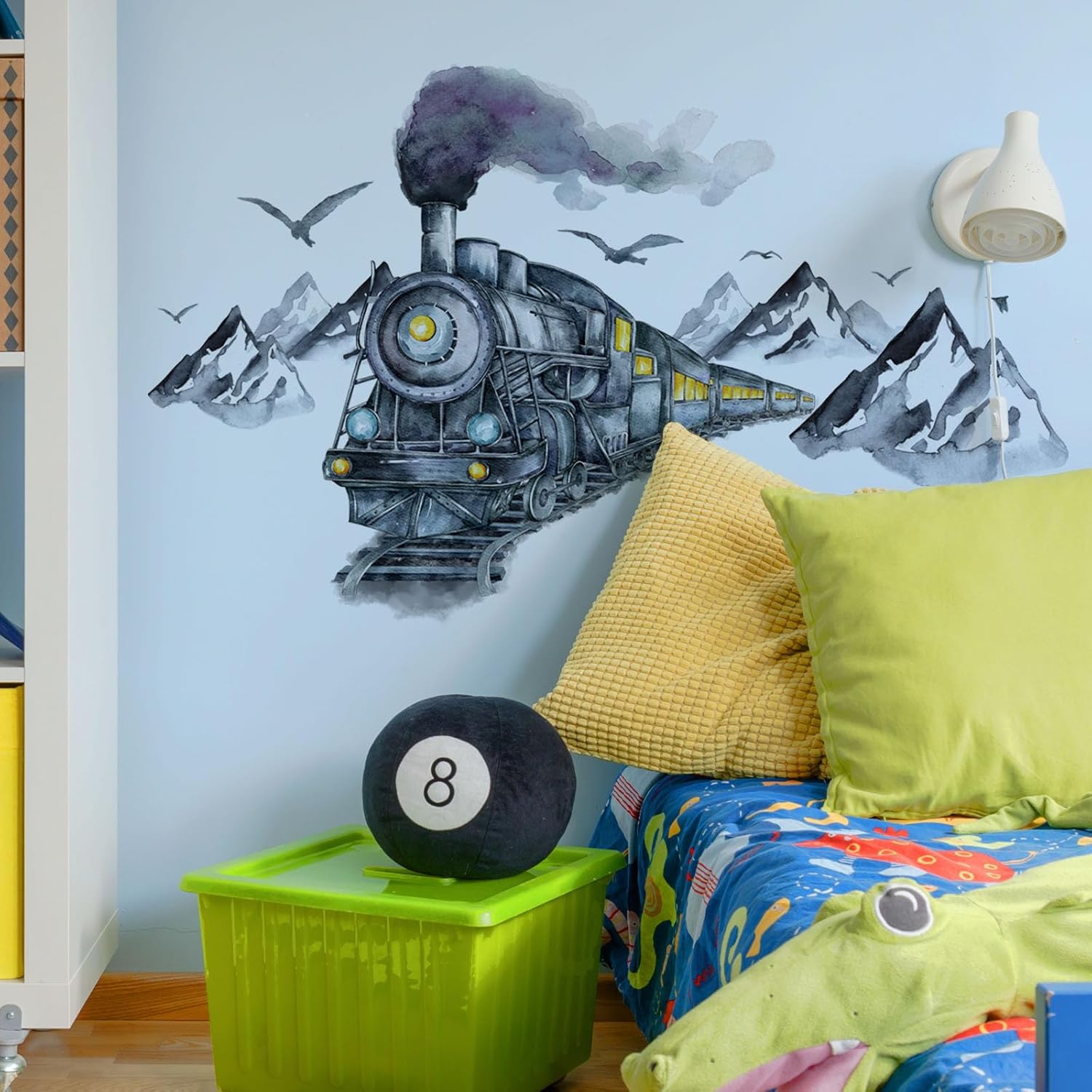 Calcomanías de pared de automóvil de tren de tinta, calcomanías de pared 3D, autoadhesivas, removibles, decoración de pared mural para habitación de