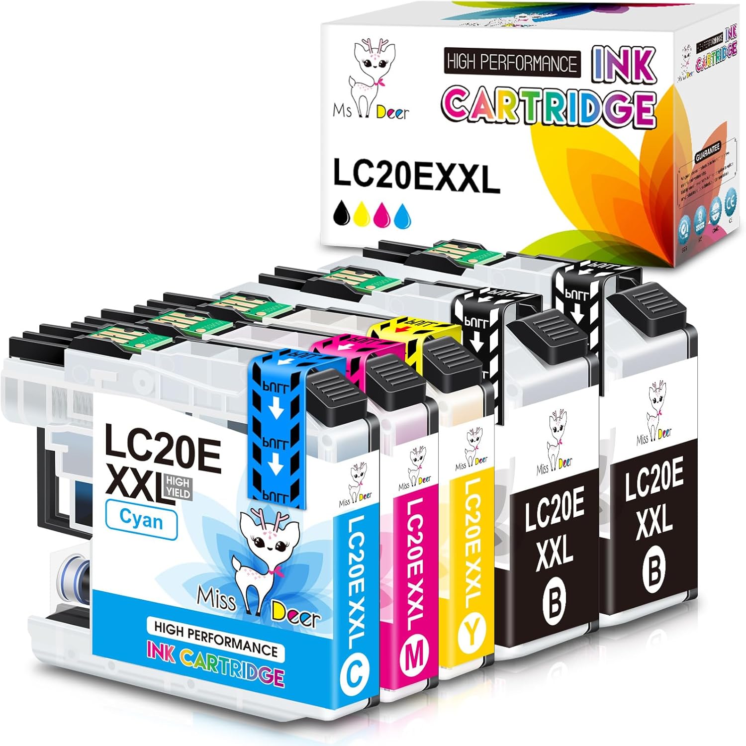 Miss Deer LC20E – Cartucho de tinta compatible con impresora Brother LC20E LC-20E XXL, uso con impresora Brother MFC-J985DW J5920DW J775DW J985DWXL,