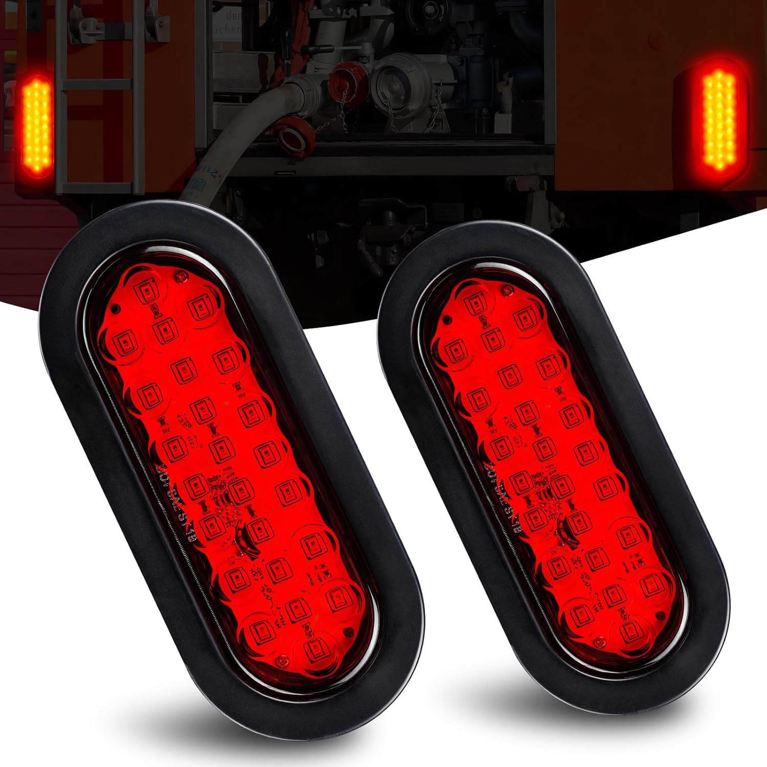 2 luces traseras LED ovaladas rojas de 6 pulgadas, luces de remolque IP67, impermeables, luces de freno para camión, RV, barco, autobús, remolque,