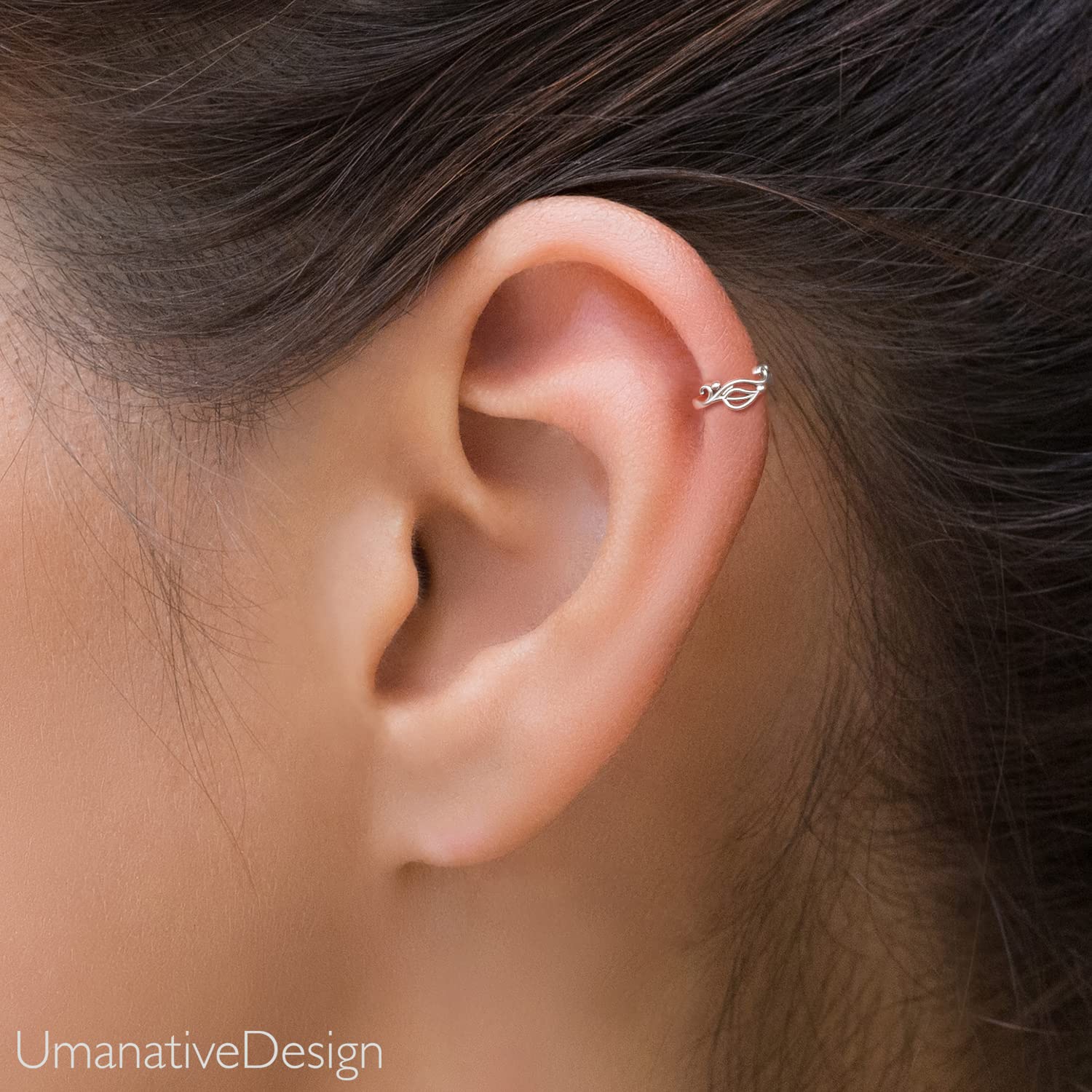 Leaf Nose Ring Clicker Hoop, Bohemian Nature Inspired Nose Ring Hoops, Fits Nostril, Cartilage, Helix and Tragus Piercings, Dainty Nose Hoop for