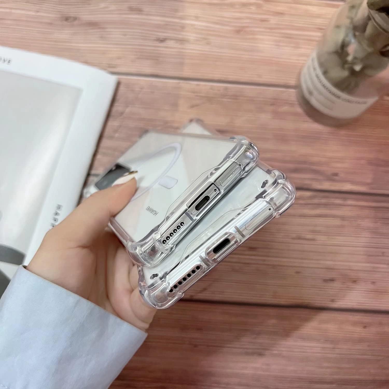 Funda magnética transparente para Huawei P50 Pro compatible con MagSafe, funda de silicona suave TPU parachoques Slim Fit duro trasero a prueba de