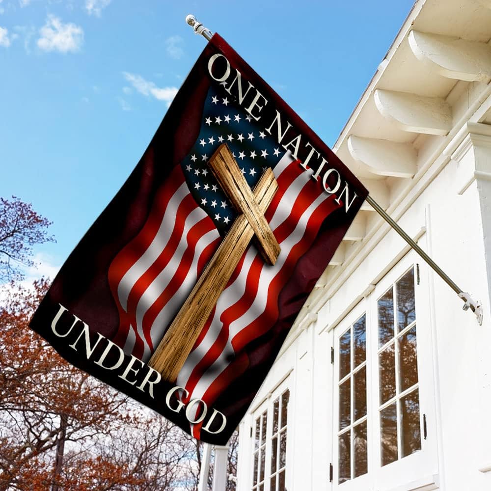 FLAGWIX Bandera de una nación bajo Dios QNK320F, bandera de casa (29.5 x 39.5 pulgadas), banderas de jardín de casa de poliéster de alta calidad,