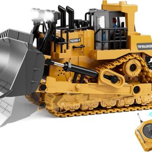 Bulldozer RC de metal de 9 canales, juguete realista de construcción para niños con luces y sonido, juguete de tractor tipo pista para niños de más Bulldozer RC de metal de 9 canales, juguete realista de construcción para niños con luces y sonido, juguete de tractor tipo pista para niños de más