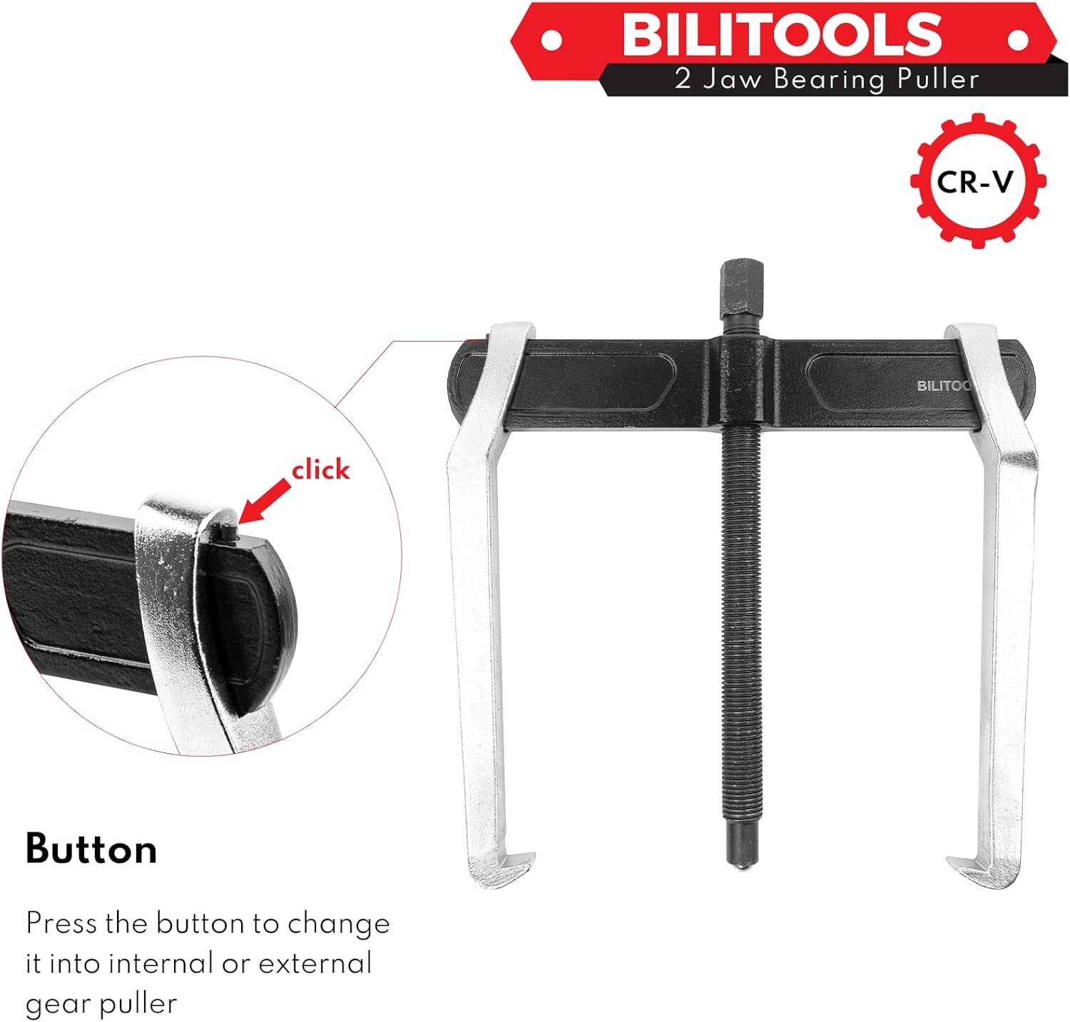 BILITOOLS Extractor de engranajes de 2 mordazas de 3 “, externo interno para la extracción de poleas Volantes rodamientos y engranajes