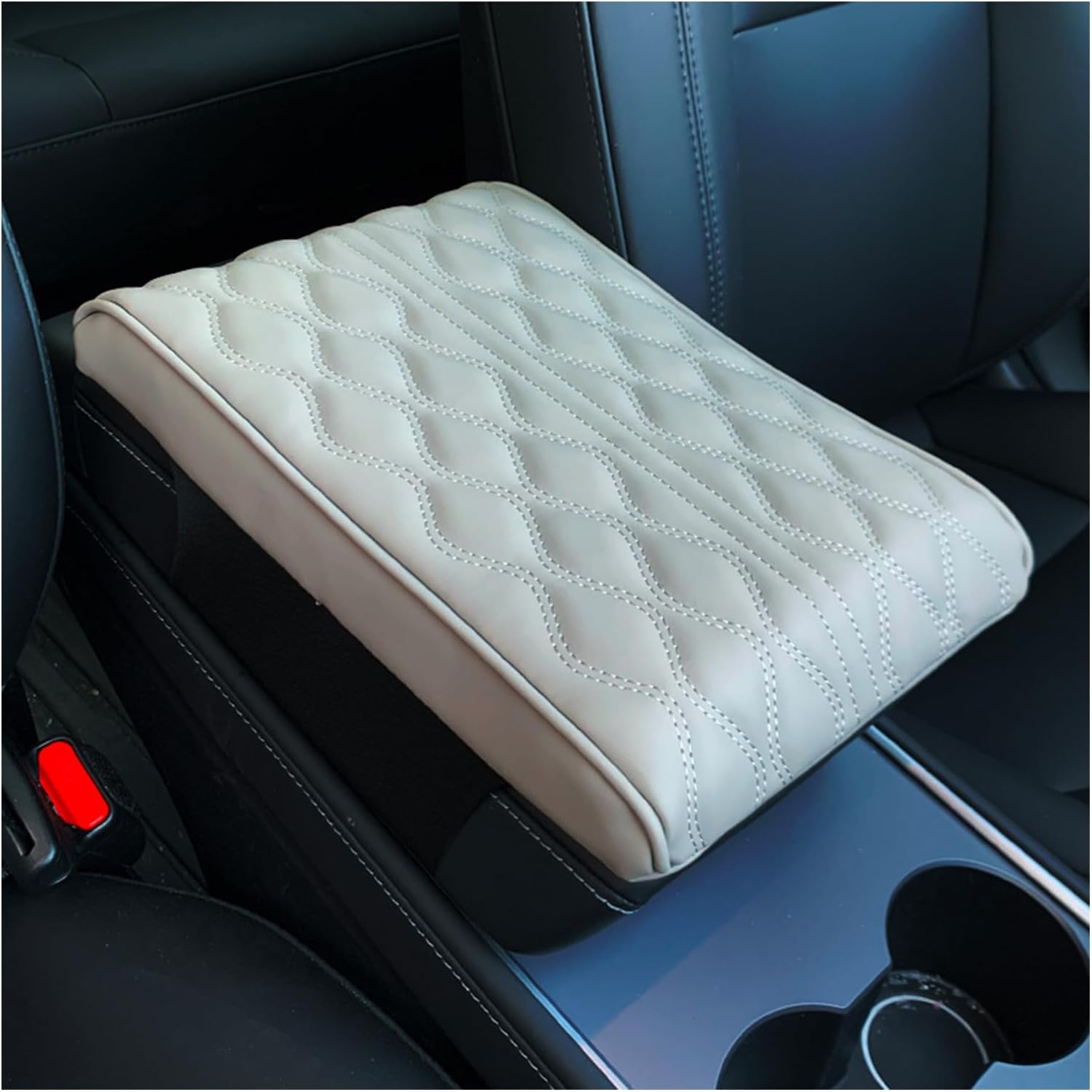 Cojín para consola central de automóvil, 13 x 8.3 pulgadas, cómodo cojín de microfibra de cuero y espuma viscoelástica, protector universal