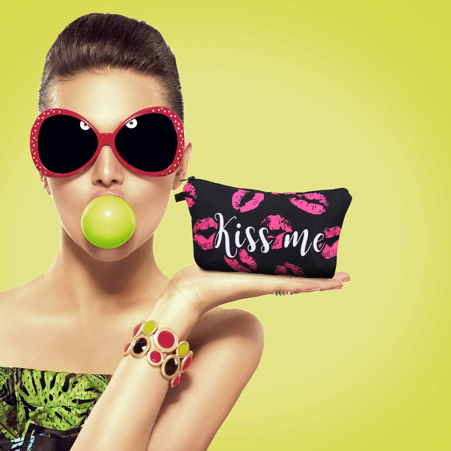 10 bolsas de maquillaje con letras para cosméticos, bolsa de viaje con cremallera, organizador de cosméticos, bolsa de artículos de tocador, bolsa