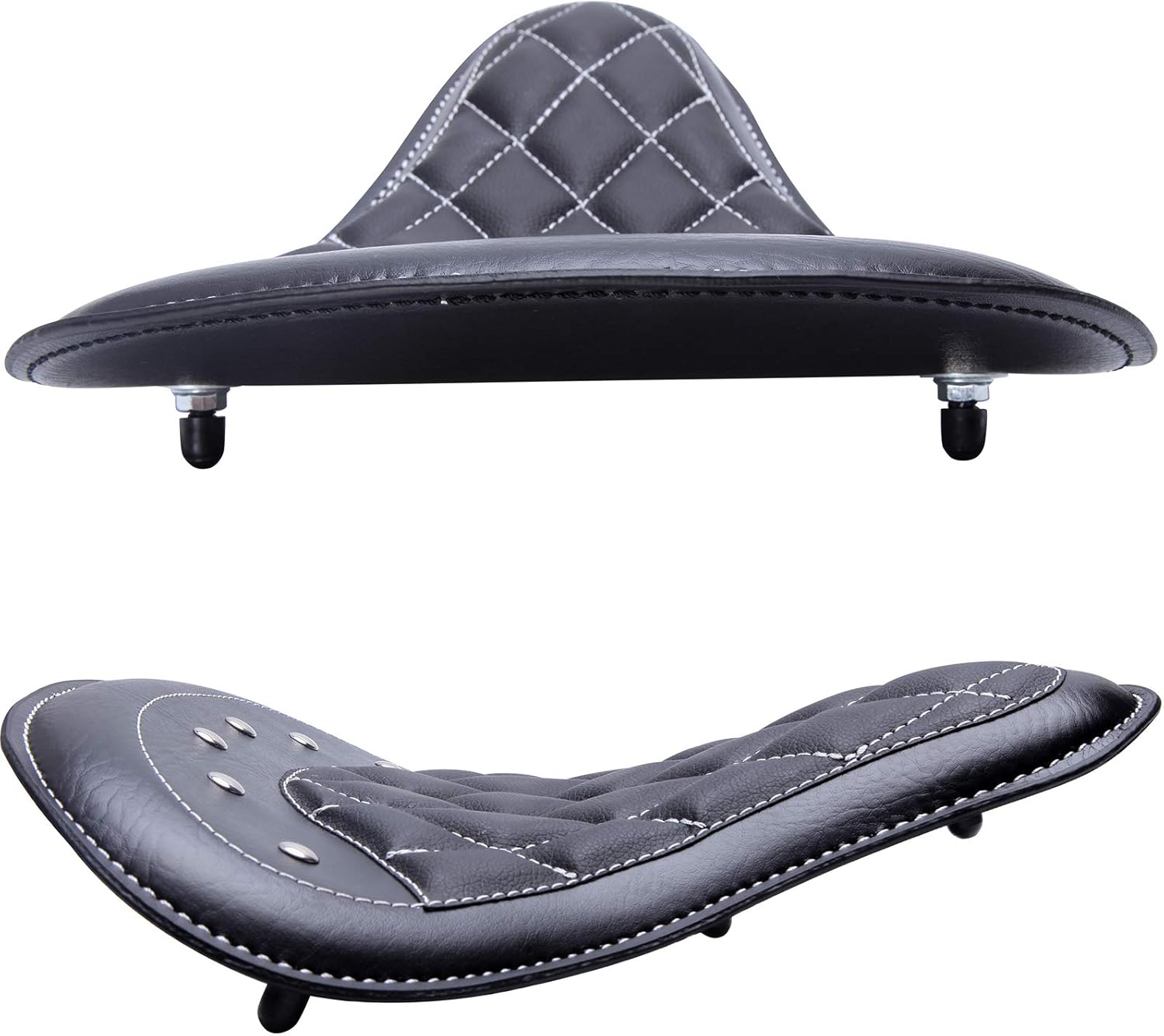 Cojín de motocicleta negro para asiento individual compatible con Honda Rebel 250 300 500 Refit Bobber (negro-rombo)