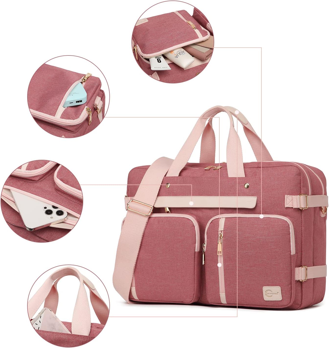 seyfocnia Mochila convertible 3 en 1 para laptop, mochila de mensajero, bolsa de mano, maletín, mochila para computadora