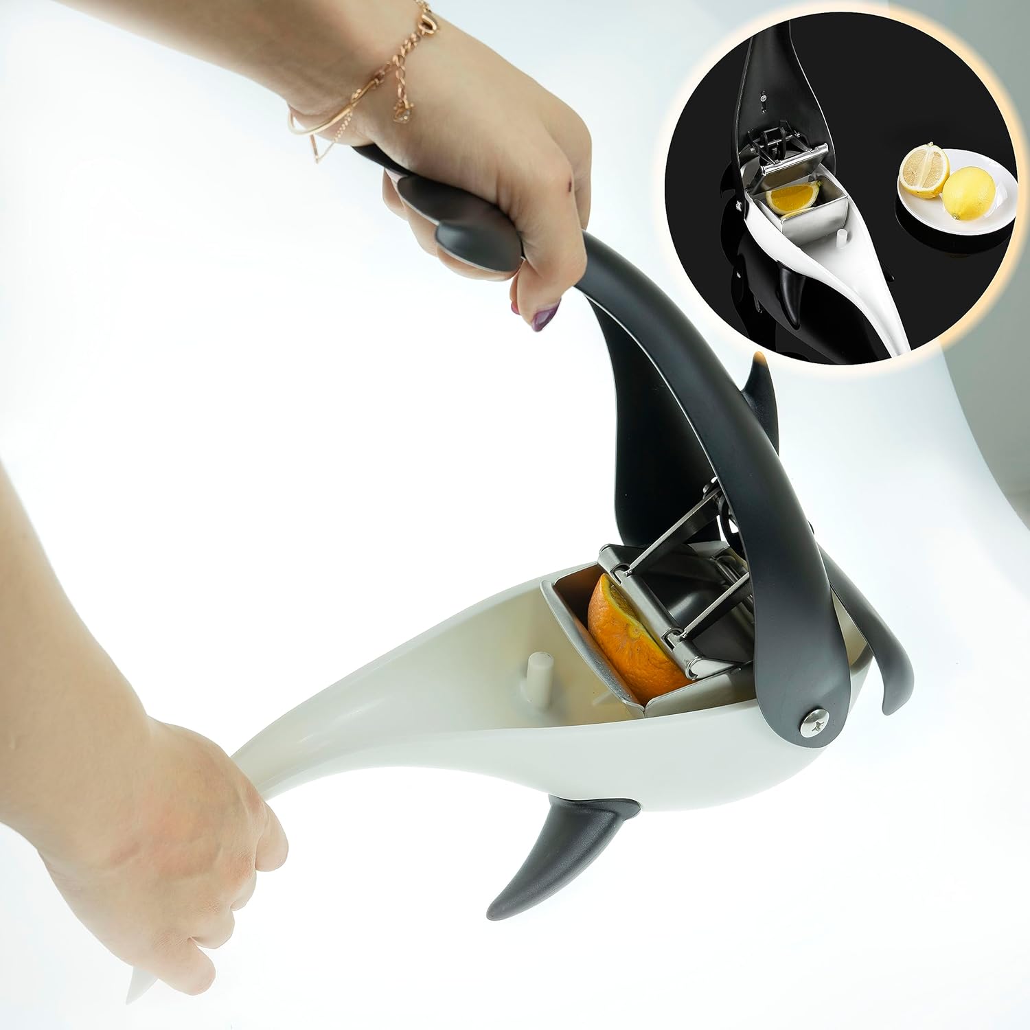 Exprimidor de limón de ballena asesina, práctico exprimidor de cítricos, presenta tu jugo de frutas frescas con exprimidor manual
