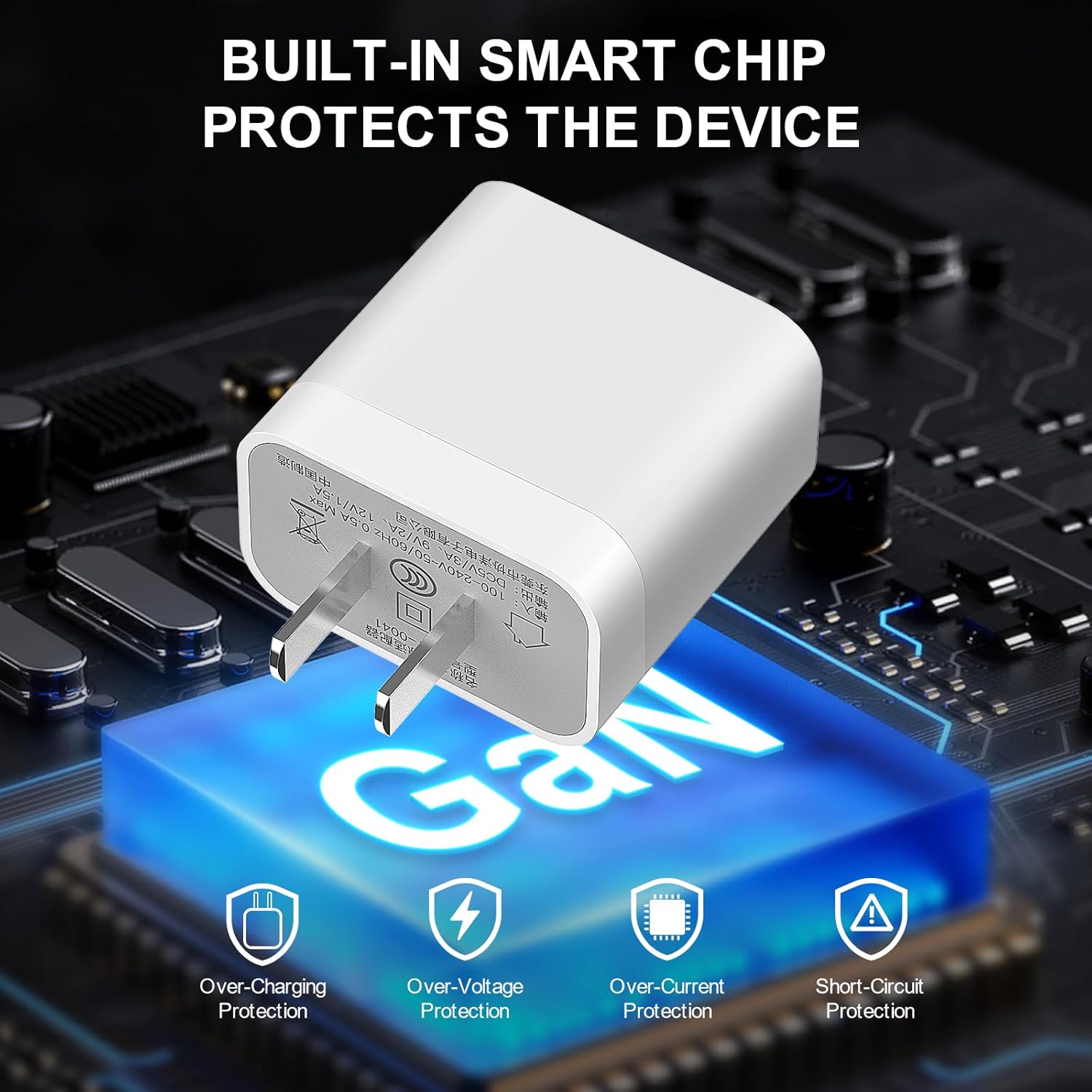 Adaptador de corriente para dron, versión mejorada de 30 W GaN Bloque de cargador compacto de doble puerto, cargador de puerto USB C y B, compatible