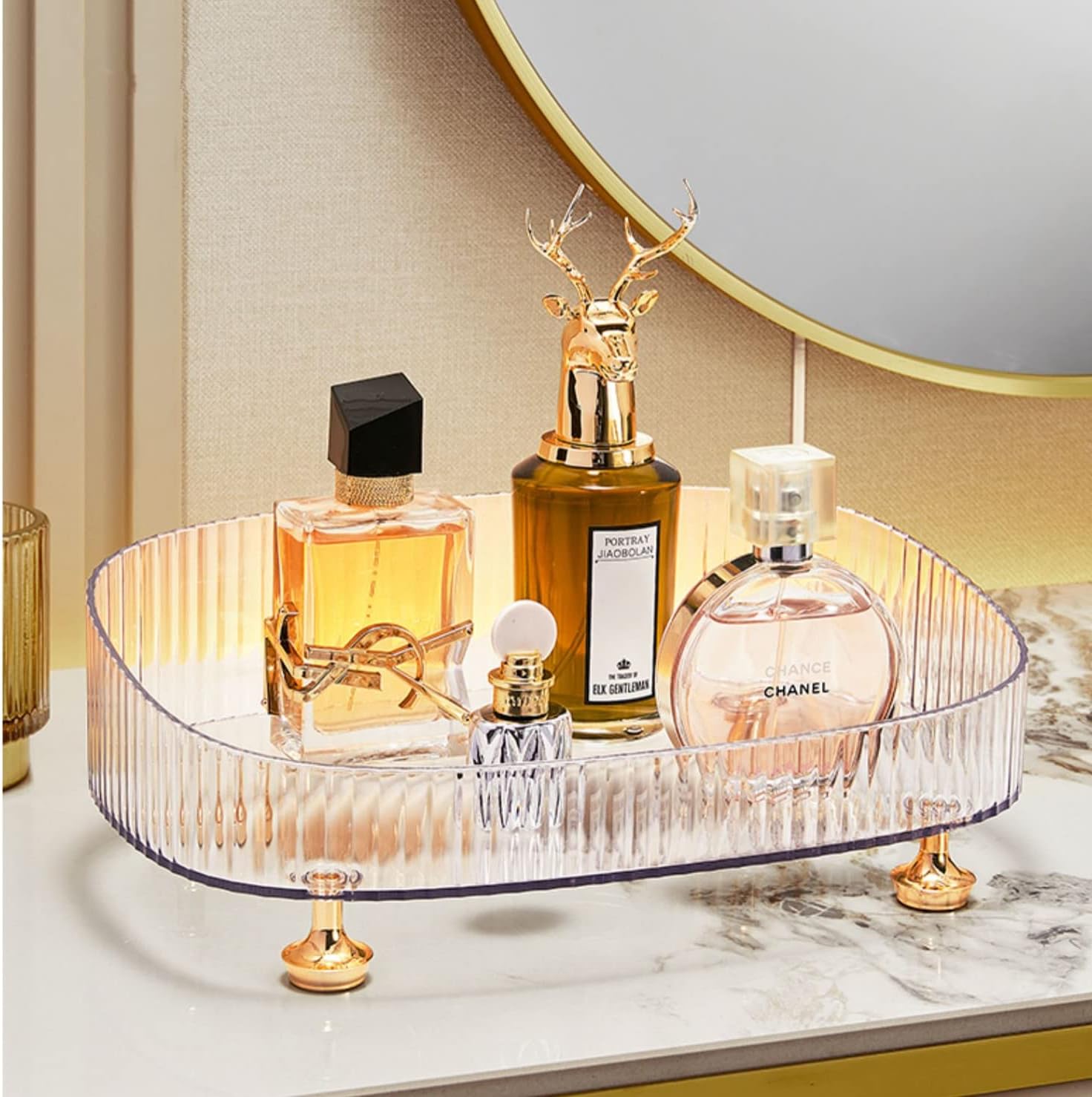 Organizador de perfume de maquillaje, bandeja de perfume, bandeja de tocador, bandeja cosmética para el cuidado de la piel, bandeja organizadora de