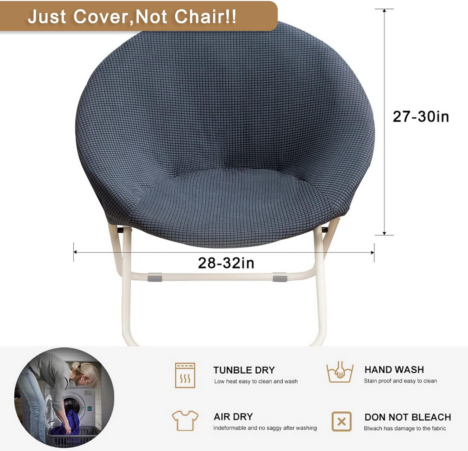 SearchI Funda elástica para silla redonda con platillo solamente, fundas de repuesto de jacquard para silla de luna, protector de asiento extraíble