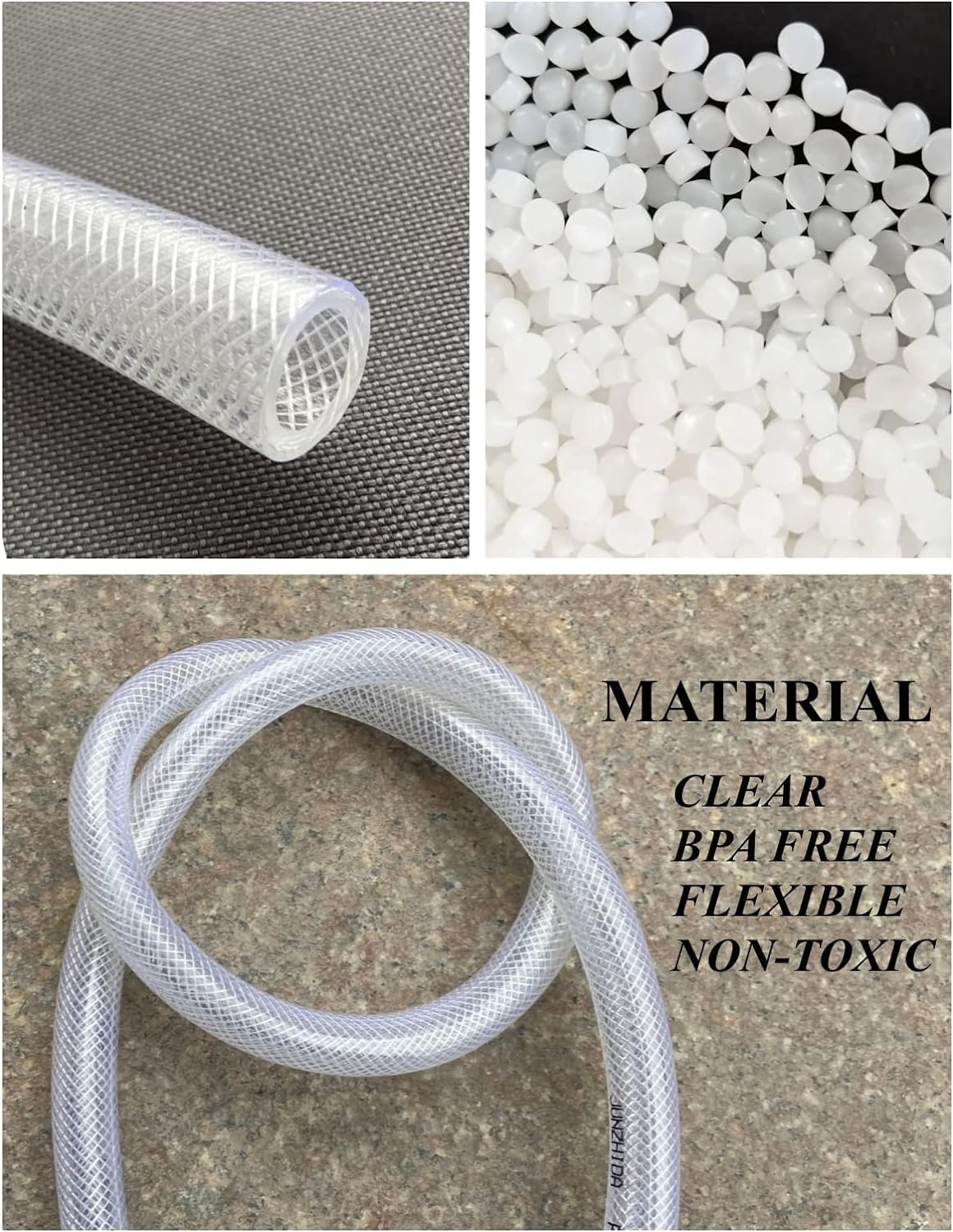 Tubo de vinilo de PVC transparente trenzado de alta presión de 12 pulgadas de diámetro interior x 34 pulgadas de diámetro exterior de 25 pies, tubo