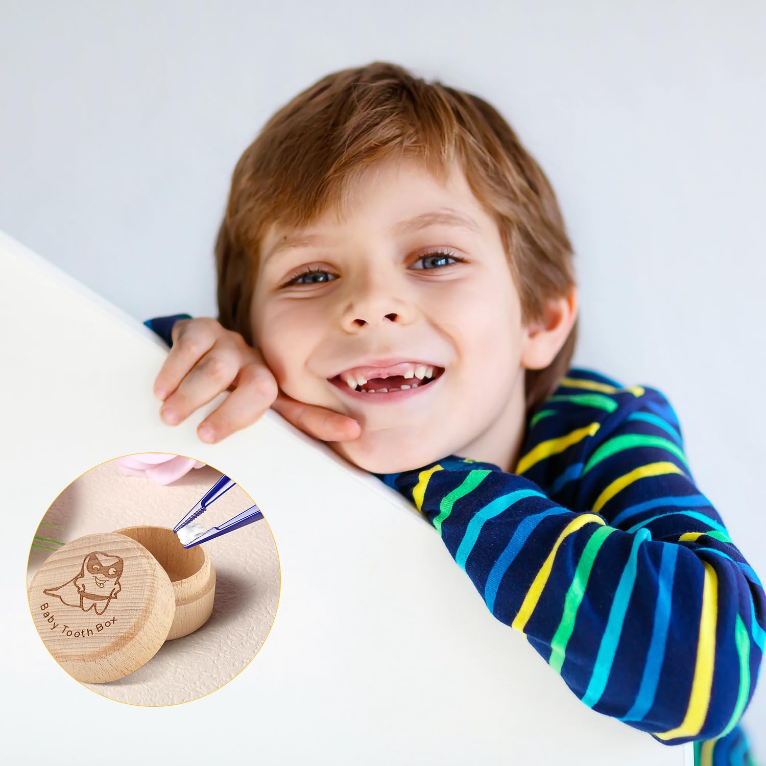 Caja de madera para recuerdos de dientes, caja de almacenamiento de dientes de bebé, para la pérdida de dientes, para bebés, niños y niñas