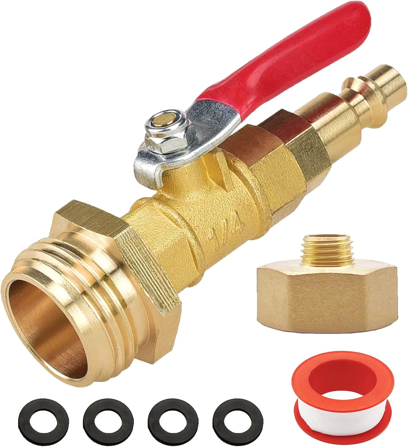 Kit de acondicionamiento de invierno para caravana, adaptador de soplado de RV con válvula de cierre, adaptador de soplado de aspersor con enchufe