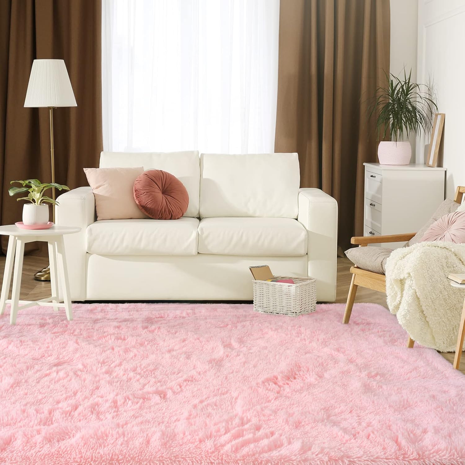 Jelymark Alfombra súper suave para dormitorio, alfombra esponjosa de 3 x 5 pulgadas para sala de estar, alfombra de felpa interior mullida para