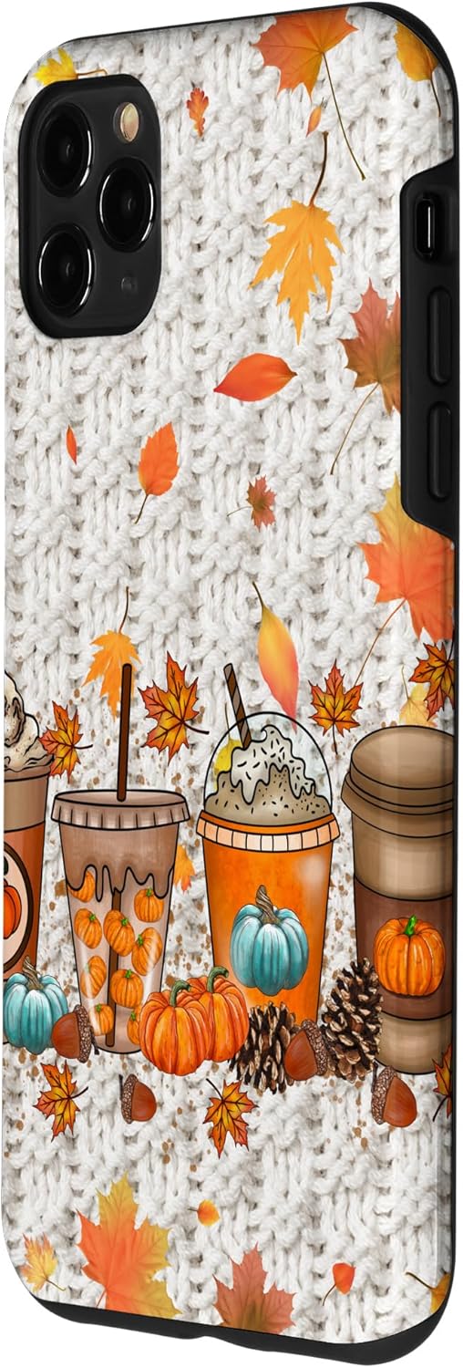 Funda para iPhone 11 Pro Max de Acción de Gracias, otoño, hojas de otoño, calabaza y especias