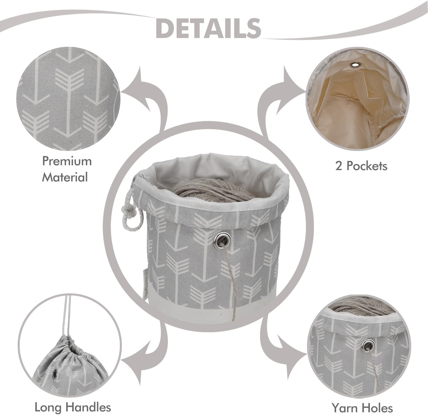 Bolsa de hilo, pequeña bolsa de ganchillo para tejer, organizador de bolsas de almacenamiento de hilo portátil para proyectos de ganchillo,