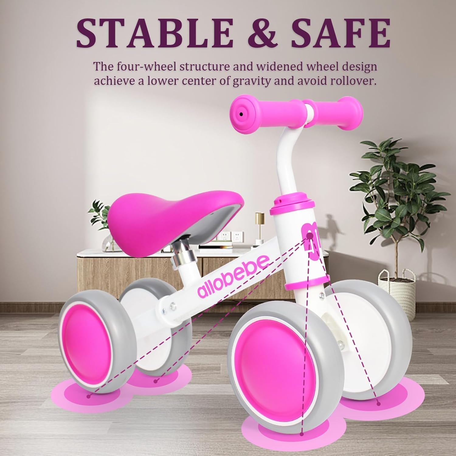allobebe Baby Balance Bike, Linda bicicleta para niños de 12 a 36 meses regalos para niña de 1 año de edad bicicleta para entrenar al bebé de