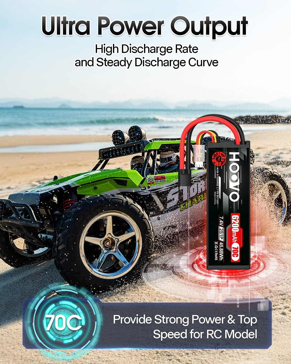 HOOVO 7.4V 6200mAh 70C 2S Lipo Batería Caso Duro para RC Car RC Helicóptero RC Camión RC Truggy Avión Quadcopter UAV Drone FPV