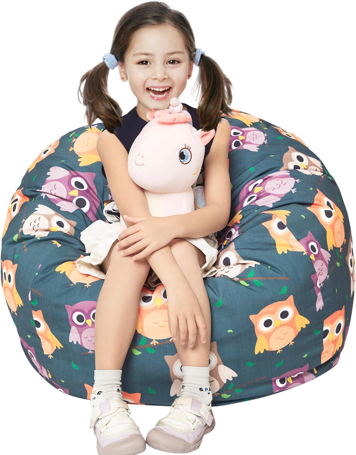 Funda para puf de almacenamiento de animales de peluche, para niños, mantas, toallas, puf (solo funda), sofá de lona con cremallera YKK, tamaño