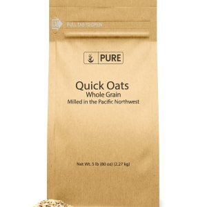 Pure Original Ingredients Quick Oats (5 lb) Cereal para el desayuno, grano entero, molido en el noroeste del PacÃfico, embalaje ecológico, Pure Original Ingredients Quick Oats (5 lb) Cereal para el desayuno, grano entero, molido en el noroeste del PacÃfico, embalaje ecológico,
