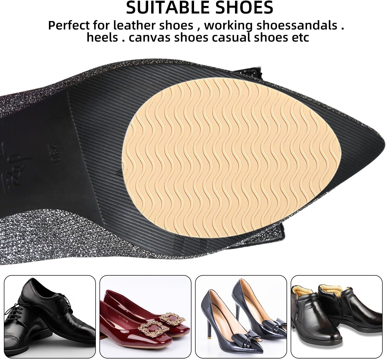 2 pares de almohadillas antideslizantes para zapatos, protectores adhesivos de suela de zapatos, agarre de gel de silicona en la parte inferior de