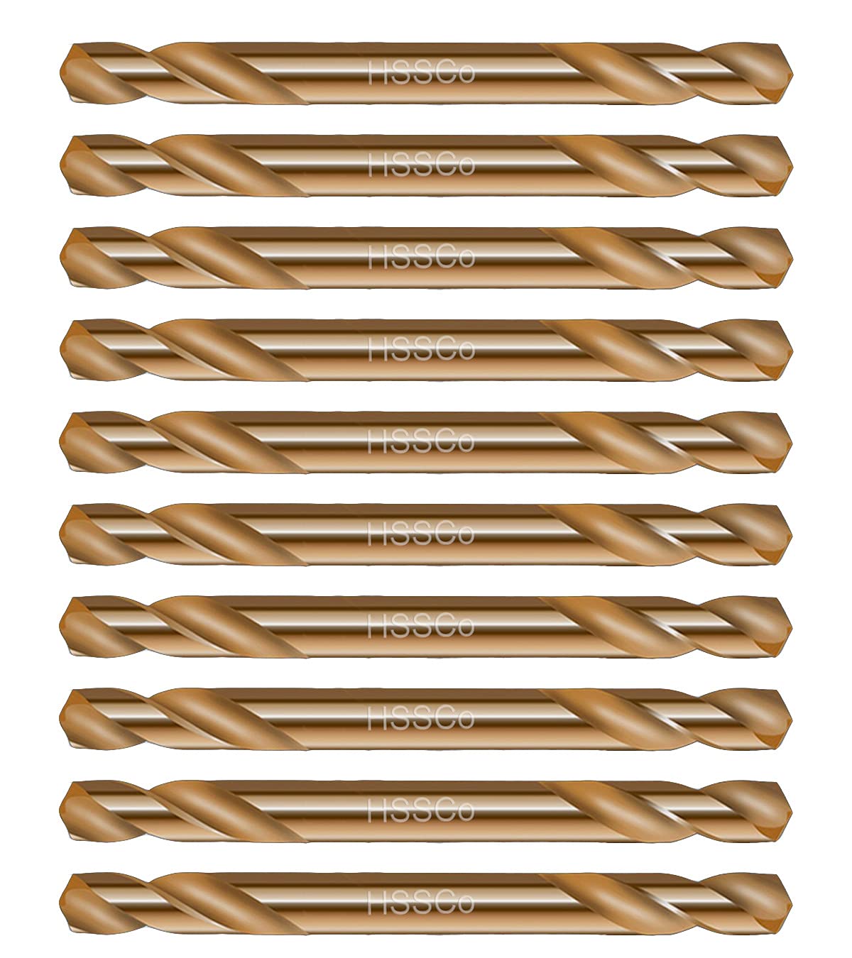 Broca de cobalto HSS de doble extremo, 532 pulgadas, acero y metal, 10 unidades