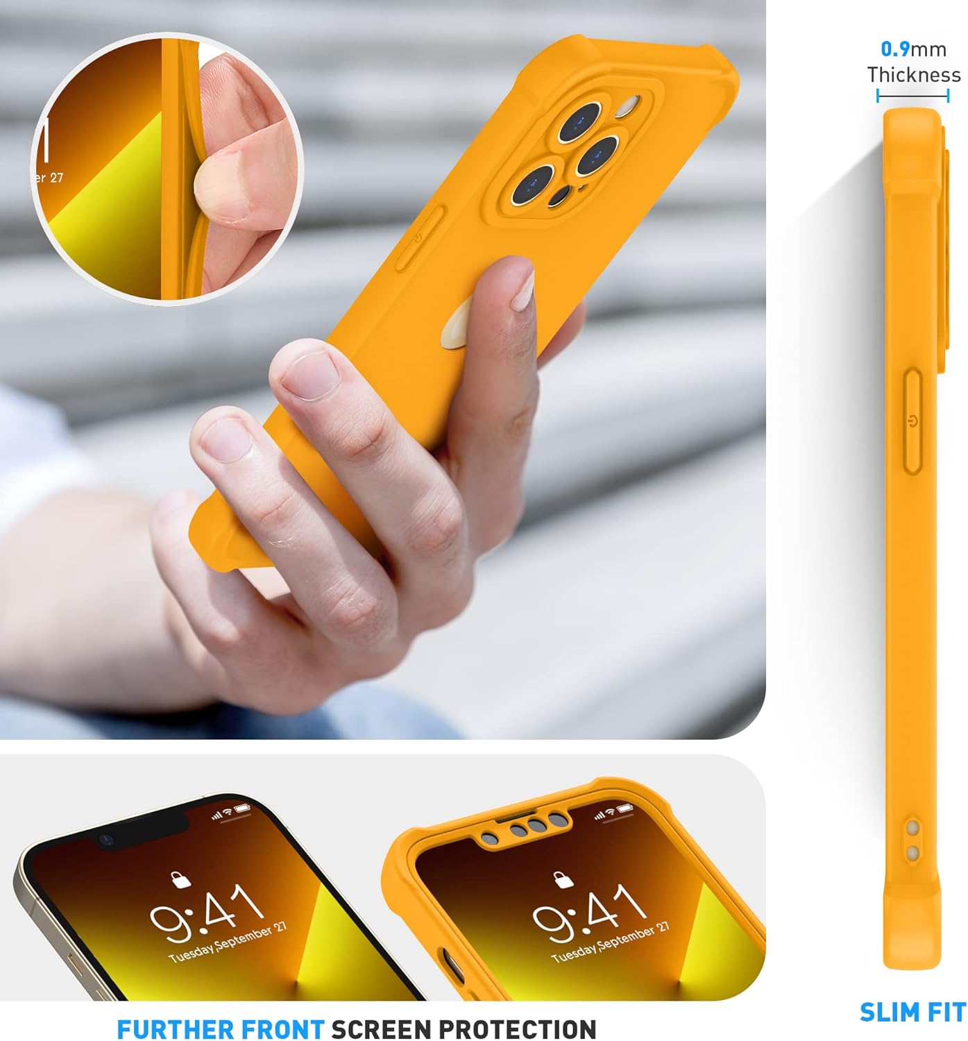 ORETECH Funda para iPhone 13 Pro Max, con 2 protectores de pantalla prueba de caídas de grado militar de 10 pies protección de cámara 360 a prueba